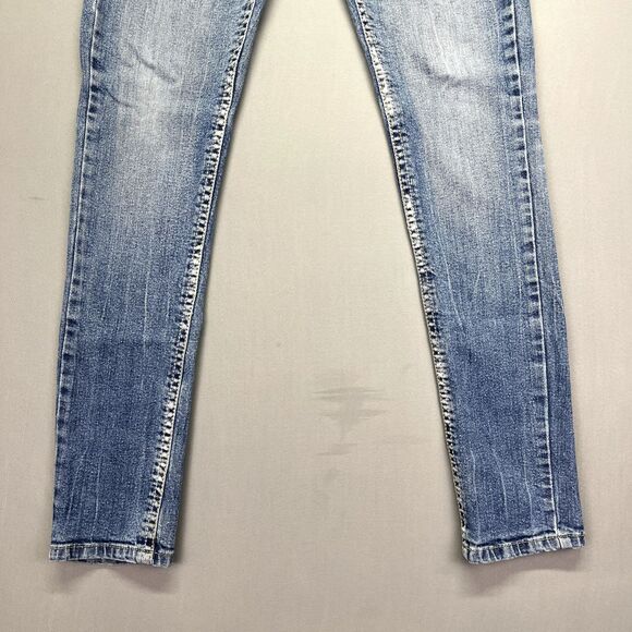 Red Rivet‎ Jeans Women's Blue Light Wash Thick Stitch Skinny Size 5 Flap Pocket - Picture 3 of 15